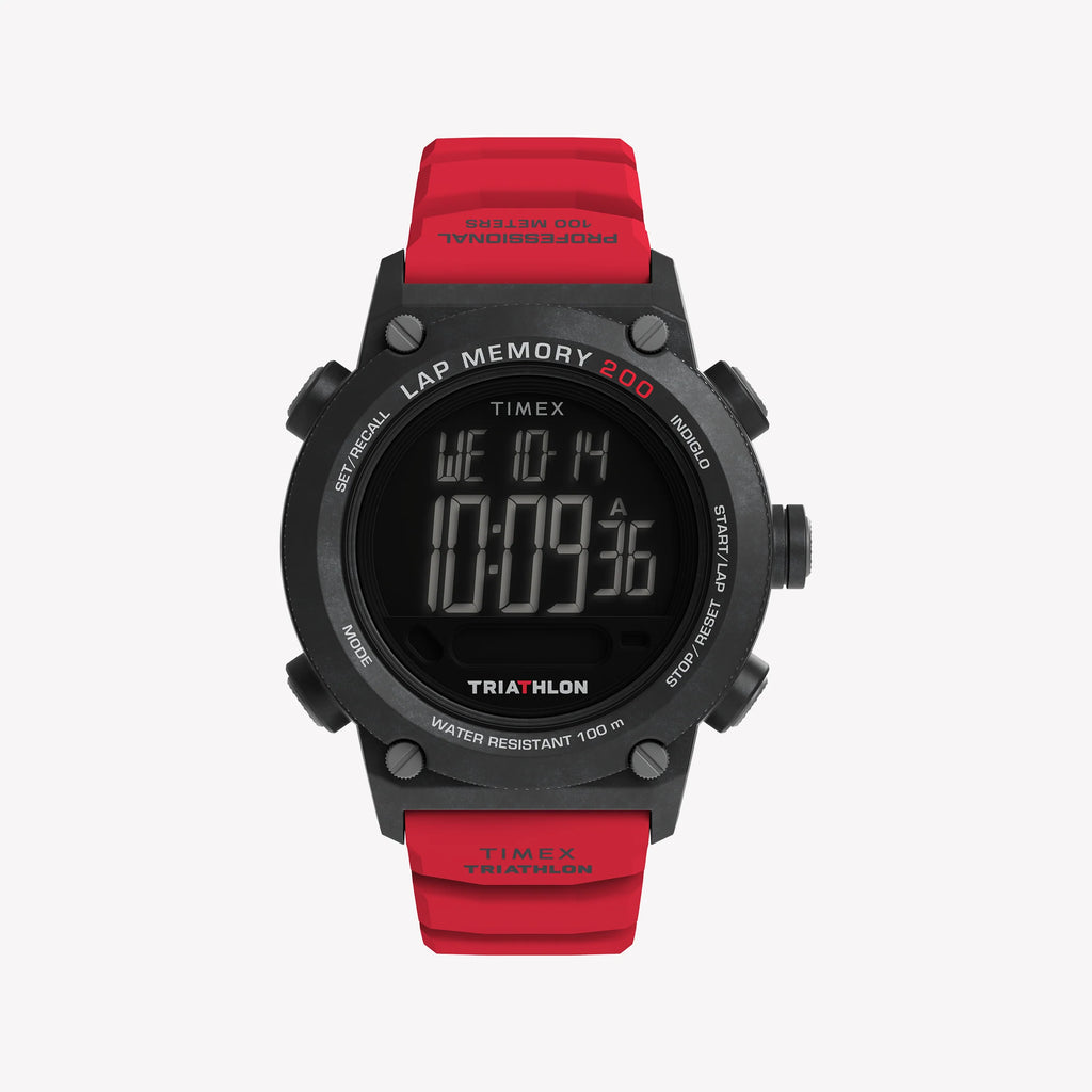 TIMEX Men's Black Case Red Band, Digital | TW5M67000